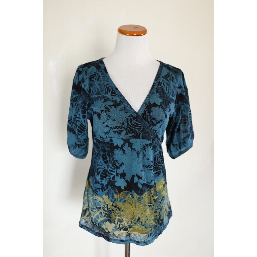 Axcess Y2K Babydoll Mesh V Neck Top Dark Fairy Floral Whimsigoth Grunge M